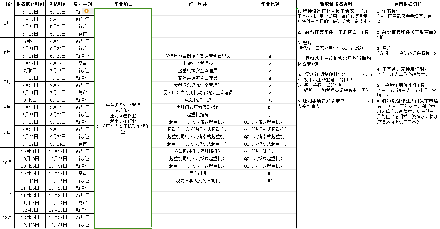 2024年湖南航空技師學院（原湖南工貿技師學院） 特種設備考試安排表